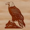 A regal bird of prey perched on a branch, depicted in bold vector lines.