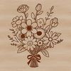 Stylized Blooms with Ribbon Tie A vector design featuring a stylized bunch of flowers tied with a ribbon.