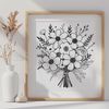 A digital bouquet of flowers arranged in a decorative shape.