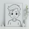 Vector Boy Design Element A simple illustration of a young boy with a neutral expression, suitable for various designs and projects.