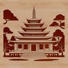 A detailed representation of a traditional Buddhist temple architecture, suitable for vector design and commercial use.