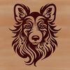Cute Shetland Sheepdog Face Clipart A vector illustration of a Shetland sheepdog's head with ornate details.