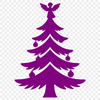 A minimalist illustration of a Christmas tree in various colors.