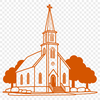 Traditional Baptist Church Icon SVG Design An outline drawing of a traditional Baptist church with clean lines and minimal details.