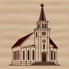 A digital representation of a traditional Baptist church building in vector format.