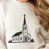 Traditional Baptist Church Exterior Illustration A simple illustration of a traditional Baptist church exterior with a steeple.
