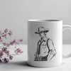 Rugged Cowboy Clip Art A cowboy in attire, suitable for various uses such as clip art or stencil designs.