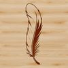 A stylized illustration of a single feather, created as a vector graphic.