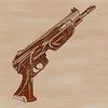 A detailed illustration of a gun with various components labeled.