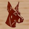 Detailed Doberman Pincher Portrait in SVG Format A high-quality SVG illustration of a Doberman Pinscher's head with detailed features.
