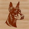 Detailed Dog Breed Portrait A vector illustration of a Doberman Pinscher's head with detailed facial features.