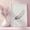 Whimsical White Feather Vector Design A single white feather rendered in vector format with clean lines and precise shapes.
