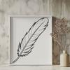 A graphic representation of a single feather with clean lines and precise edges.