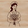 Female nurse illustration in floral design.
