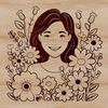 Colorful Female Silhouette A colorful illustration of a smiling female figure surrounded by floral patterns.