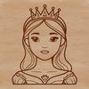 SVG graphic design of a girl dressed as a royal princess with intricate details.
