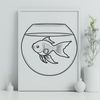 Cute Aquarium Companion An illustration of a goldfish in a fish bowl.