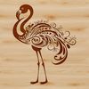 Vibrant Flamingo Waterbird A colorful digital illustration of a single flamingo standing on one leg in the water.