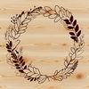 Decorative floral wreath clip art with clean lines and geometric shapes.