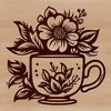 Floral Cup Design for Cutting and Crafting A vector illustration of a cup suitable for cutting and crafting.