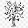 Free Vector Bouquet for Personal or Commercial Use A digital bouquet of flowers designed with vector graphics and available for various formats including PNG, PDF, and DXF.