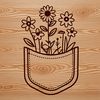Delicate Flower Embellishment SVG A digital illustration of a flower pocket with delicate petals and stem, suitable for use in vector design software.