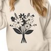 Vibrant Bouquet of Assorted Blooms A stylized bouquet of assorted blooms with long stems and leaves.