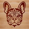 Cartoon French Dog Vector Graphic A cartoon-style illustration of a French Bulldog's head, suitable for digital design and crafting.