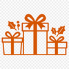 A minimalist illustration of a gift wrapped in a box, suitable for digital designs.