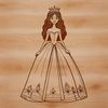 Illustrated princess girl character in vector format for digital use.
