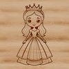 An illustration of a young female princess in a traditional gown.