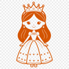 Medieval Princess Vector Design Graphic A royal female character in a medieval-style gown and crown, suitable for digital crafting and design projects.