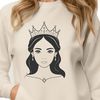 Illustrated princess character in a royal gown, vector graphic artwork for crafting and design projects.