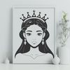 A young female princess character made from simple vector shapes.