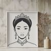 Free SVG Princess Design A digital illustration of a young princess in a medieval setting, created as a vector graphic.