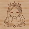 A young female princess character with crown and dress designed as vector art.
