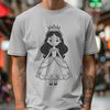Royal Girl Character A young female character in a royal gown and tiara, suitable as clip art for various designs.