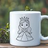 A high-resolution SVG illustration of a young female princess in a royal gown.