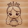 A royalty-inspired female character designed as vector art.
