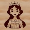 A colorful illustration of a young female princess wearing a crown and holding a scepter.