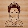 Royal Character Illustration SVG Female character illustration in vector format, suitable for cutting machines and digital design.