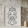 Royalty-inspired Female Character Illustration A royalty-themed illustration of a female character in a formal gown, suitable for crafting and design projects.