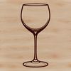 A stylized illustration of a glass of wine, suitable for vector graphics design.
