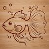 Delicate Watercolor Style Fish A colorful goldfish swimming in a small pond.