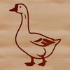 A simple outline vector illustration of a goose in black and white.