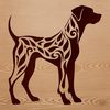 A large breed dog standing on its hind legs, depicted in vector format with intricate details and lines.