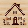 A simple house illustration designed as an SVG file for computer-aided design and cutting machine use.