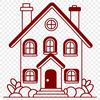 Residential House Vector Illustration A simple 2D illustration of a residential building with a roof and windows.