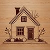 A simple house design made from vector shapes suitable for cutting machines or digital art projects.