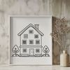 A Minimalist House Icon A simple 2D representation of a house with basic architectural features.